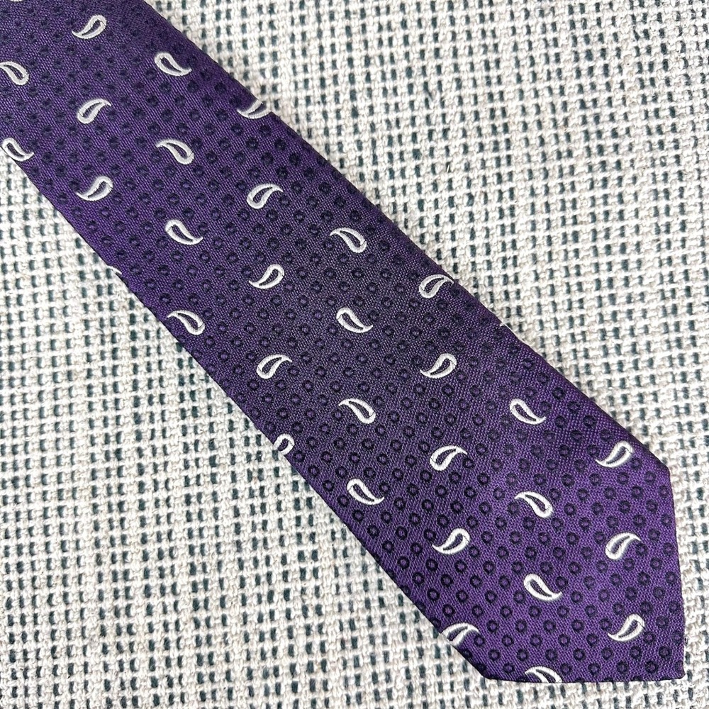 Paul Smith Tie Men Size Purple Paisley Silk Geometric Made in Italy Jacquard